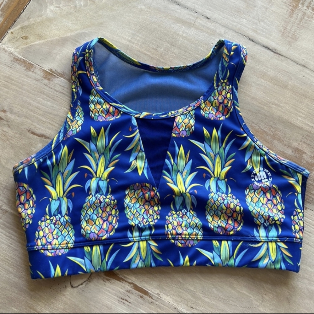 Pineapple full back sports bra